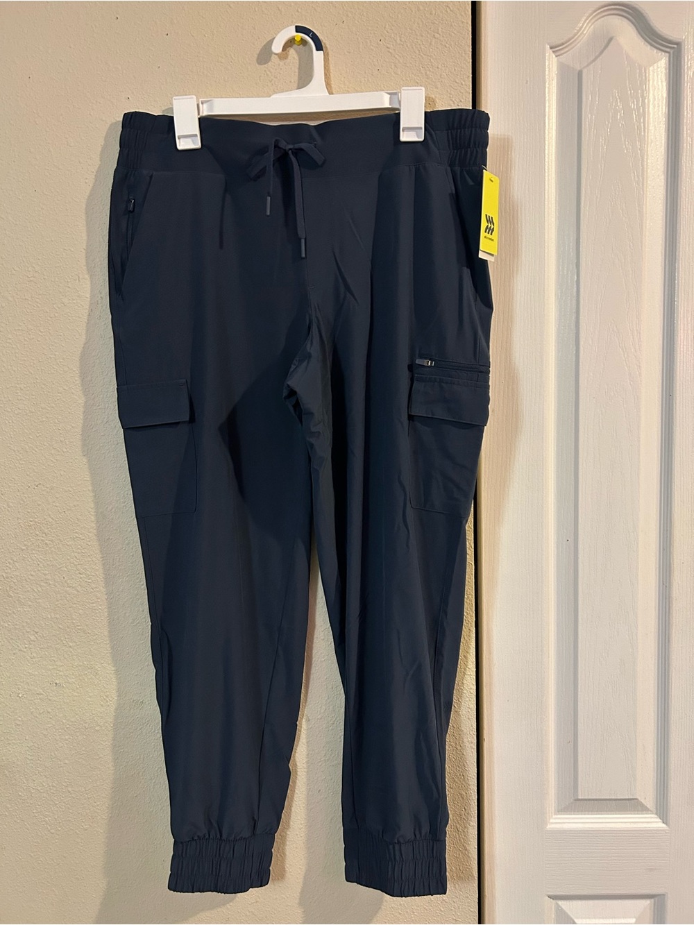 Women’s Navy Cargo Jogger Pants - Lightweight Drawstring Waist